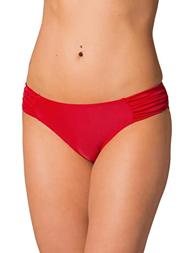 Aquarti Damen Bikinihose mit seitlichen Raffungen, Farbe: Rot, Größe: 36 von Aquarti