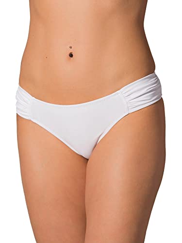 Aquarti Damen Bikinihose mit seitlichen Raffungen, Farbe: Weiß, Größe: 38 von Aquarti