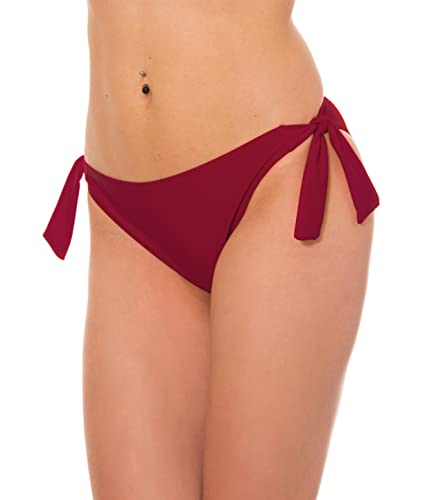 Aquarti Damen Bikinihose seitlich zum Binden Hüftslip in schönen Unifarben, Farbe: Dunkelrot, Größe: 36 von Aquarti