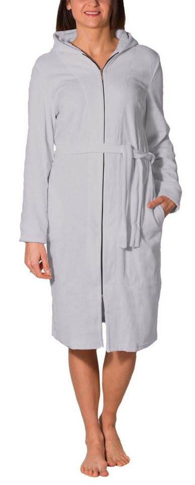 Aquarti Damenbademantel Aquarti Damen Bademantel Morgenmantel mit Reißverschluss Lang von Aquarti