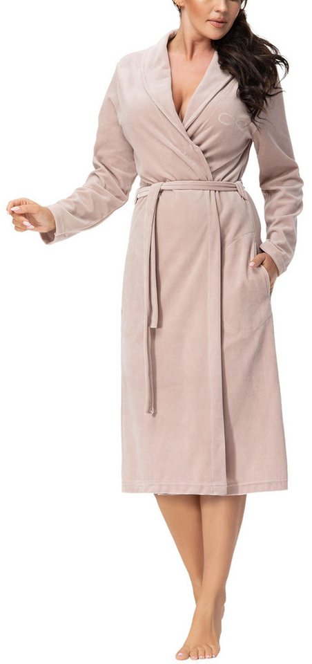 Aquarti Damenbademantel Aquarti Damen Morgenmantel aus Velours Bademantel mit Schalkragen von Aquarti