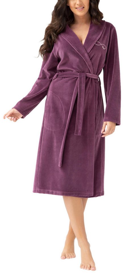 Aquarti Damenbademantel Aquarti Damen Morgenmantel aus Velours Bademantel mit Schalkragen von Aquarti