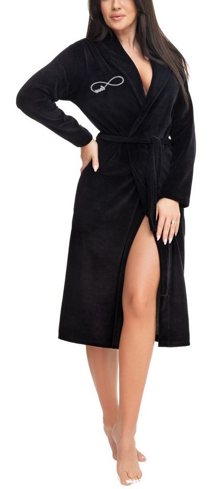 Aquarti Damenbademantel Aquarti Damen Morgenmantel aus Velours Bademantel mit Schalkragen von Aquarti