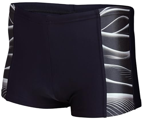 Aquarti Herren Badehose Kurz Sportlich Streifen, Farbe: 11307 Schwarz/Grau, Größe: XL von Aquarti