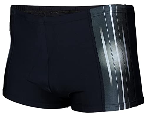 Aquarti Herren Badehose Kurz Sportlich Streifen, Farbe: 13719C Schwarz/Graphit, Größe: 4XL von Aquarti