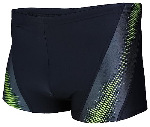 Aquarti Herren Badehose Kurz Sportlich Streifen, Farbe: 19001 Schwarz/Grün, Größe: 6XL von Aquarti