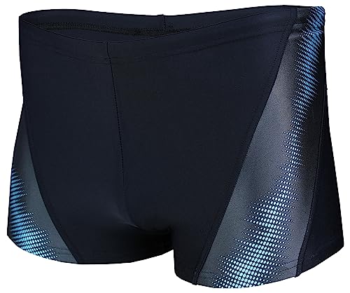 Aquarti Herren Badehose Kurz Sportlich Streifen, Farbe: 19002 Schwarz/Blau, Größe: M von Aquarti