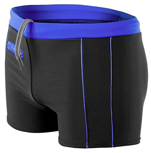 Aquarti Herren Badehose Kurz mit Kontrastpaspel, Farbe: 010 Schwarz/Blau, Größe: 3XL von Aquarti