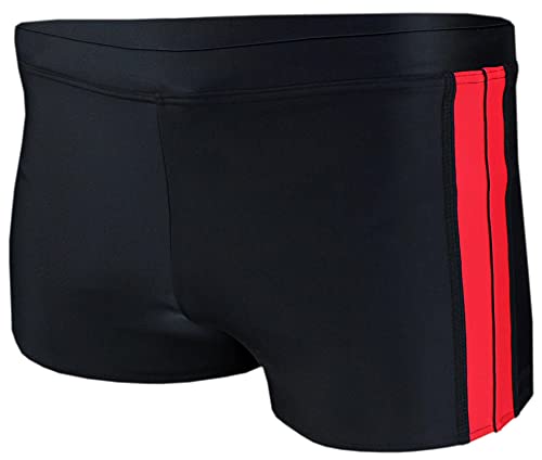 Aquarti Herren Badehose Kurz mit Kontrastpaspel, Farbe: 1413 B - Schwarz/Rot, Größe: L von Aquarti