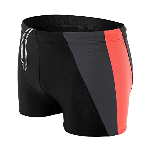 Aquarti Herren Badehose Kurz mit Seitlichem Streifen, Farbe: Schwarz/Graphit/Orange, Größe: 3XL von Aquarti