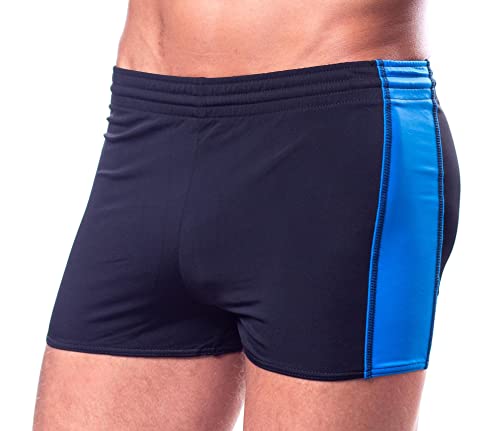 Aquarti Herren Badehose mit Kordelzug Gummibund, Farbe: Schwarz/Blau, Größe: 3XL von Aquarti