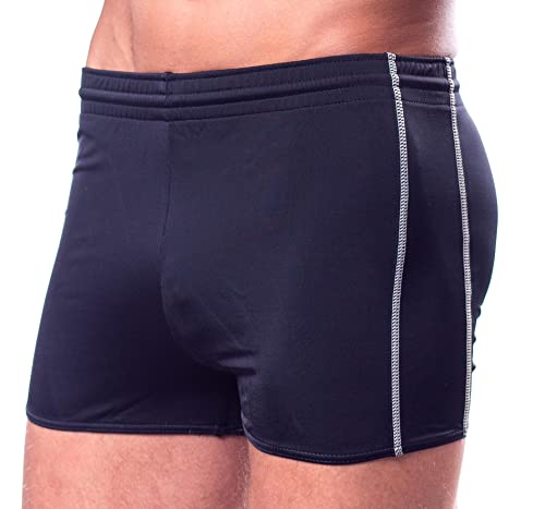 Aquarti Herren Badehose mit Kordelzug Gummibund, Farbe: Schwarz/Ecru, Größe: 3XL von Aquarti