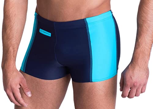 Aquarti Herren Badehose mit Reißverschlusstasche Badeshorts, Farbe: Dunkelblau/Blau, Größe: 3XL von Aquarti