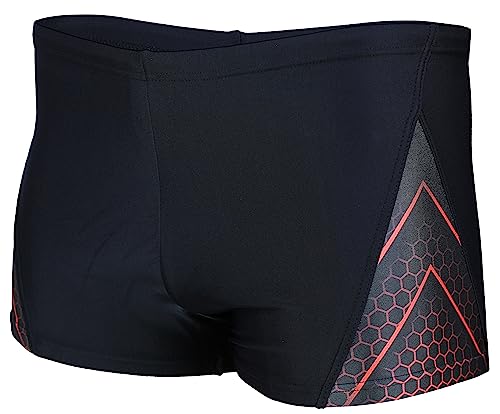 Aquarti Herren Kurze Badehose mit Streifen, Farbe: 18601 Schwarz/Rot, Größe: 6XL von Aquarti