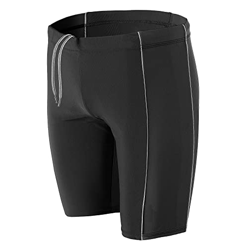 Aquarti Herren Lange Badehose mit Kontrast-Paspel Jammer, Farbe: Schwarz/Grau, Größe: 3XL von Aquarti