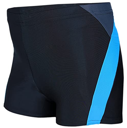 Aquarti Jungen Badehose Gestreift mit Motiven, Farbe: 020 Schwarz/Graphit/Blau, Größe: 128 von Aquarti