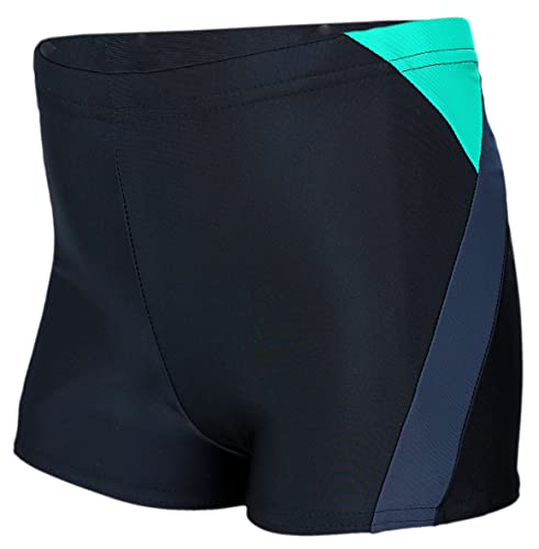 Aquarti Jungen Badehose Gestreift mit Motiven, Farbe: 020 Schwarz/Graphit/Grün, Größe: 134 von Aquarti