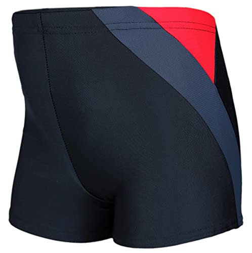 Aquarti Badehose mit Motiv – Schwimmhose Jungen Enganliegend, Badehosen für Jungen Schnell Trocknend, Farbe: 020 Schwarz/Graphit/Rot, Größe: 140 von Aquarti