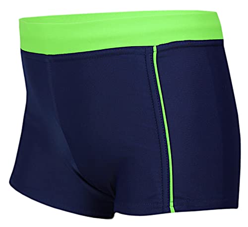 Aquarti Jungen Badehose Schwimmhose Seitliche Paspel Kinder Badeshorts, Farbe: 024 Dunkelblau/Grün, Größe: 140 von Aquarti