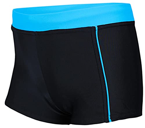 Aquarti Jungen Badehose Schwimmhose Seitliche Paspel Kinder Badeshorts, Farbe: 024 Schwarz/Blau, Größe: 140 von Aquarti