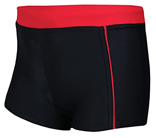 Aquarti Jungen Badehose Schwimmhose Seitliche Paspel Kinder Badeshorts, Farbe: 024 Schwarz/Rot, Größe: 140 von Aquarti