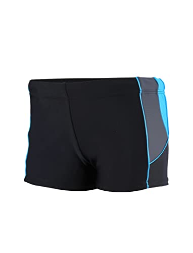 Aquarti Badehose Jungen – Schwimmhose Jungen mit Seitlichen Einsätzen, Badehosen für Jungen Schnell Trocknend, Farbe: Schwarz/Graphit/Blau, Größe: 134 von Aquarti