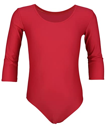 Aquarti Mädchen Body 3/4 Arm Ballett Trikot, Farbe: Rot, Größe: 116 von Aquarti