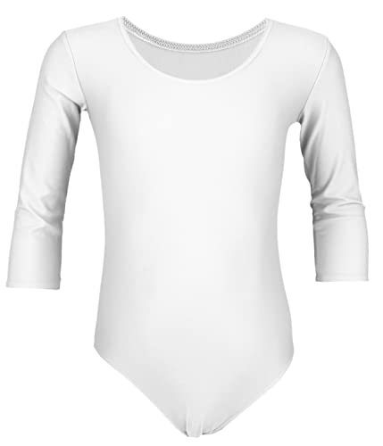 Aquarti Mädchen Body 3/4 Arm Ballett Trikot, Farbe: Weiß, Größe: 152 von Aquarti