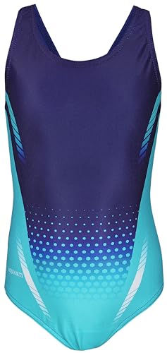 Aquarti Mädchen Badeanzug – Chlorresistenter Sport Badeanzug Mädchen mit Muscleback, Farbe: EP2274b3 Türkis, Größe: 152 von Aquarti