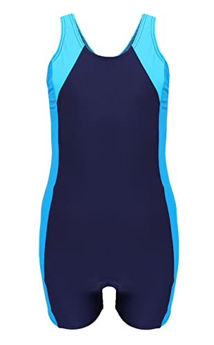 Aquarti Mädchen Badeanzug mit Bein Ringerrücken, Farbe: Dunkelblau/Türkis/Himmelblau, Größe: 134 von Aquarti
