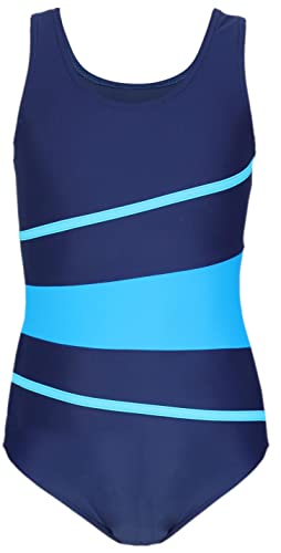 Aquarti Mädchen Badeanzug mit Ringerrücken, Farbe: 026A Dunkelblau/Türkis/Himmelblau, Größe: 146 von Aquarti