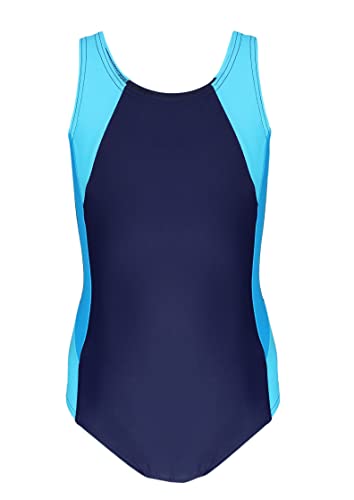 Aquarti Mädchen Badeanzug mit Ringerrücken, Farbe: Dunkelblau/Türkis/Himmelblau, Größe: 164 von Aquarti