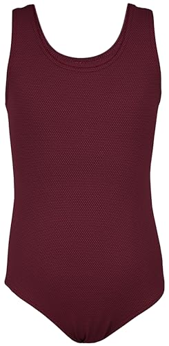 Aquarti Mädchen Badeanzug mit Ringerrücken – Sport Badeanzug Mädchen, Chlorresistent, Farbe: Jacquard Punkte Rot Braun, Größe: 158 von Aquarti