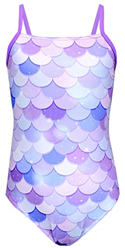 Aquarti Mädchen Badeanzug mit Spaghettiträgern Streifen, Farbe: Meerjungfrau Violett/Lila, Größe: 134 von Aquarti