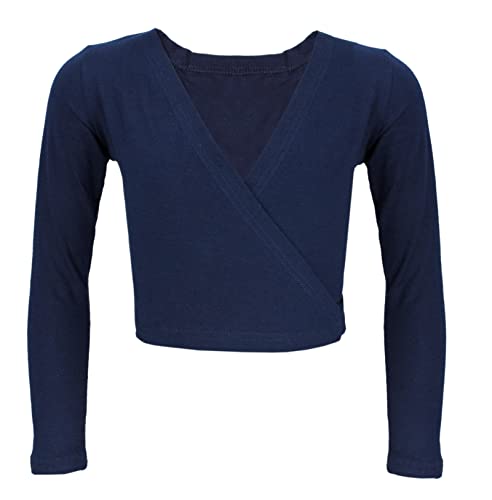 Aquarti Mädchen Ballett Bolero Wickeljacke Langarm, Farbe: Dunkelblau, Größe: 116 von Aquarti