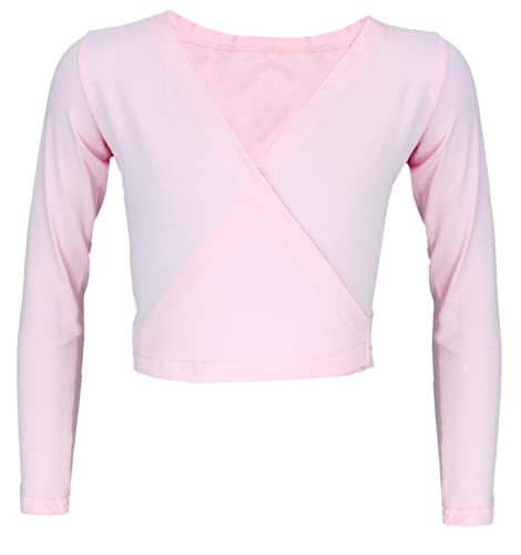 Aquarti Mädchen Ballett Bolero Wickeljacke Langarm, Farbe: Rosa, Größe: 116 von Aquarti