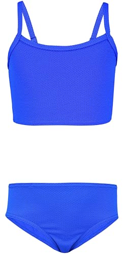 Aquarti Mädchen Bikini Set Bustier Bikinislip Zweiteiliger Badeanzug, Farbe: 038 Jacquard Punkte Kornblumenblau, Größe: 158 von Aquarti