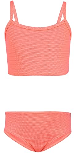 Aquarti Mädchen Bikini Set Bustier Bikinislip Zweiteiliger Badeanzug, Farbe: 038 Jacquard Punkte Orange, Größe: 134 von Aquarti
