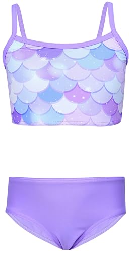 Aquarti Mädchen Bikini Set Bustier Bikinislip Zweiteiliger Badeanzug, Farbe: 038C Meerjungfrau Violett/Lila, Größe: 152 von Aquarti
