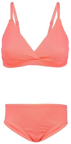 Aquarti Mädchen Bikini Set Bustier Bikinislip Zweiteiliger Badeanzug, Farbe: 039 Jacquard Punkte Orange, Größe: 164 von Aquarti