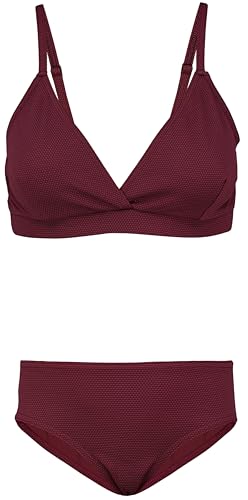 Aquarti Mädchen Bikini Set Bustier Bikinislip Zweiteiliger Badeanzug, Farbe: 039 Jacquard Punkte Rot Braun, Größe: 158 von Aquarti