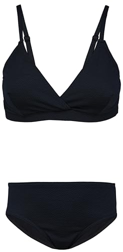 Aquarti Mädchen Bikini Set Bustier Bikinislip Zweiteiliger Badeanzug, Farbe: 039 Jacquard Punkte Schwarz, Größe: 170 von Aquarti