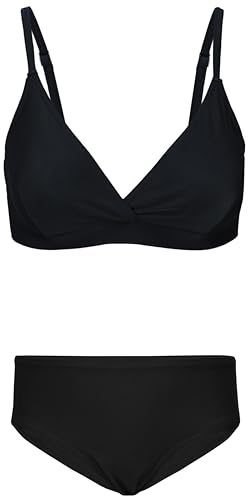 Aquarti Mädchen Bikini Set Bustier Bikinislip Zweiteiliger Badeanzug, Farbe: 039 Schwarz, Größe: 146 von Aquarti