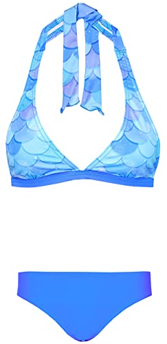 Aquarti Mädchen Bikini Set Bustier Bikinislip Zweiteiliger Badeanzug, Farbe: Meerjungfrau Blau/Türkis, Größe: 140 von Aquarti