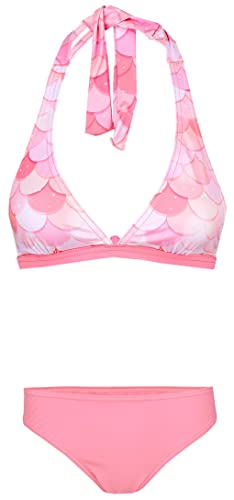 Aquarti Mädchen Bikini Set Bustier Bikinislip Zweiteiliger Badeanzug, Farbe: Meerjungfrau Rosa/Aprikose, Größe: 146 von Aquarti