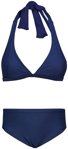 Aquarti Mädchen Bikini Set Bustier Bikinislip Zweiteiliger Badeanzug, Farbe: Zum Binden - Dunkelblau, Größe: 158 von Aquarti