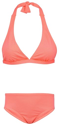 Aquarti Mädchen Bikini Set Bustier Bikinislip Zweiteiliger Badeanzug, Farbe: Zum Binden - Jacquard Punkte Orange, Größe: 158 von Aquarti