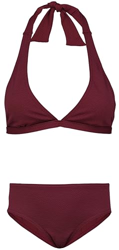 Aquarti Mädchen Bikini Set Bustier Bikinislip Zweiteiliger Badeanzug, Farbe: Zum Binden - Jacquard Punkte Rot Braun, Größe: 152 von Aquarti