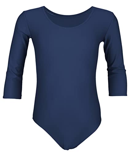 Aquarti Mädchen Body 3/4 Arm Ballett Trikot, Farbe: Dunkelblau, Größe: 152 von Aquarti