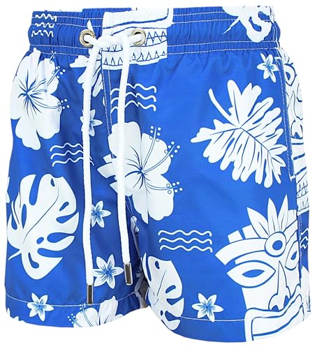 Aquarti Vater Sohn Badeshorts – Schnelltrocknend, hochwertig, chlor- und salzwasserresistent, Größen 5 Jahre bis XXL, Farbe: Aloha Blau Weiß, Größe: XXL von Aquarti